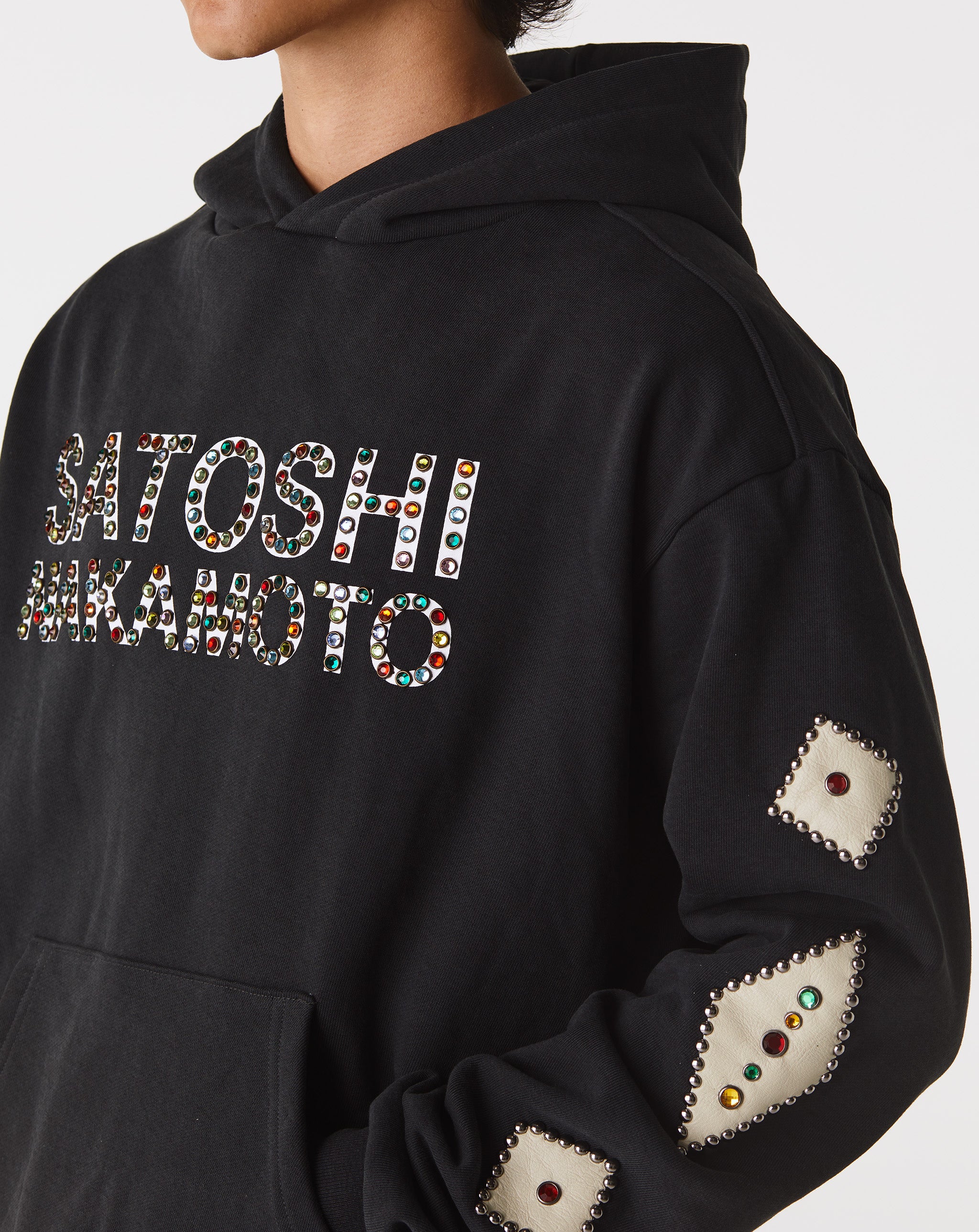 Satoshi Nakamoto Leather Studded Logo Hoodie  - XHIBITION