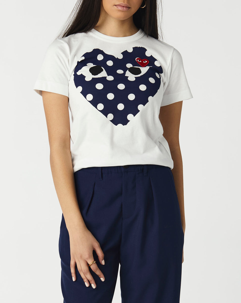 Women's Play Polka Dot T Shirt White Comme Des Garcons PLAY