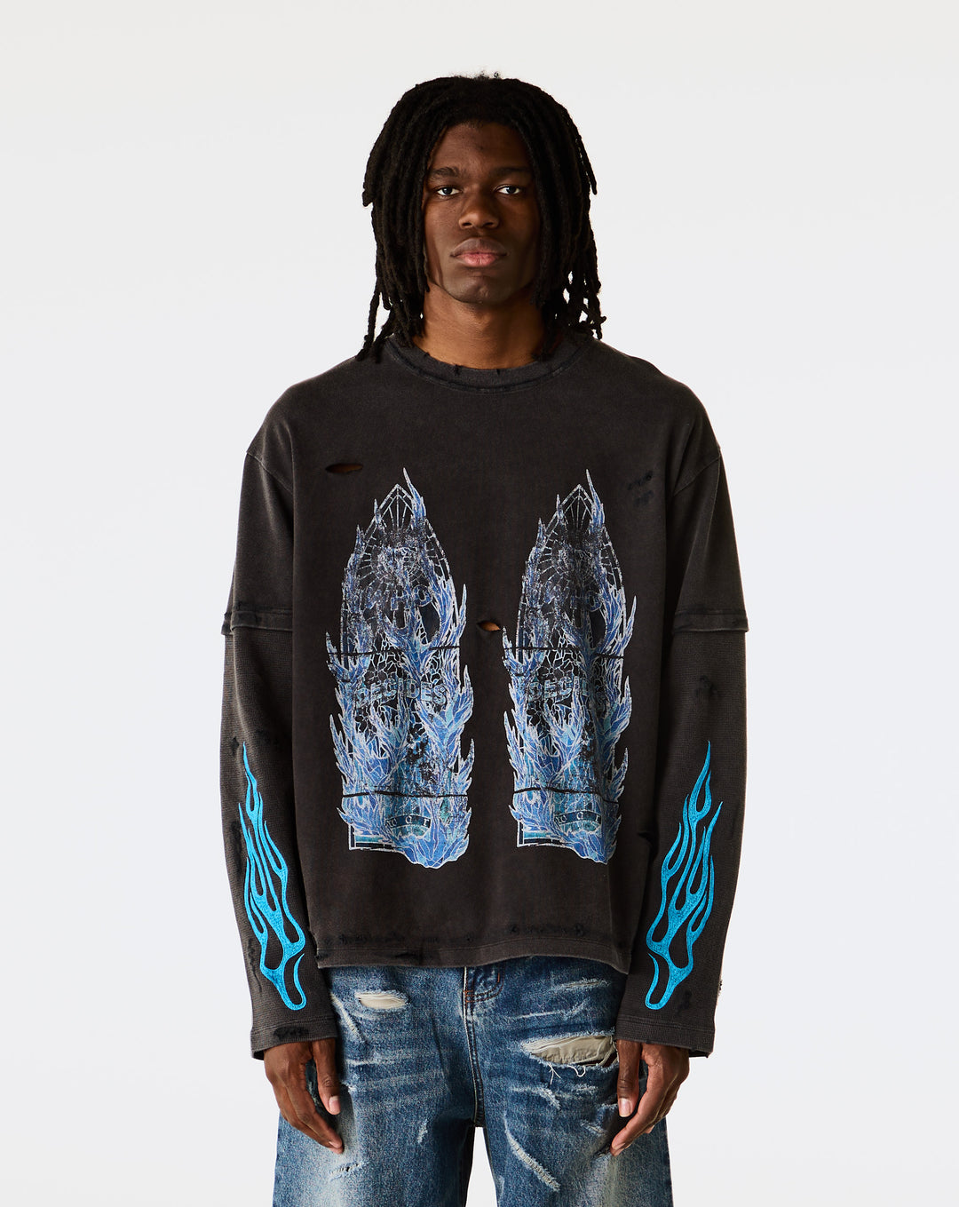 Who Decides War Flame Glass Double T-Shirt - XHIBITION