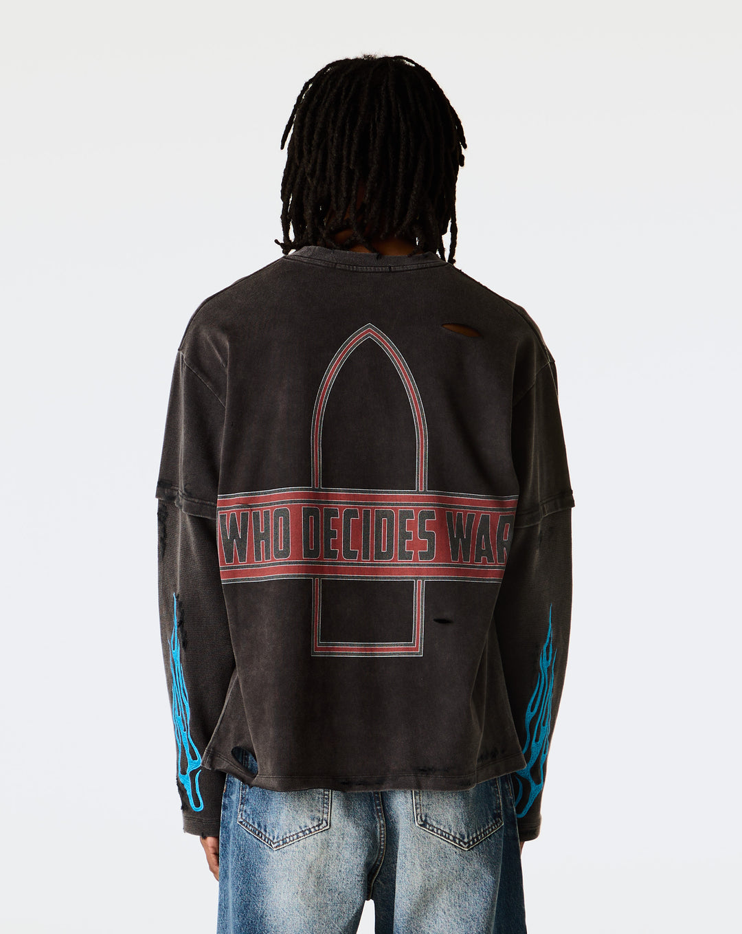 Who Decides War Flame Glass Double T-Shirt - XHIBITION