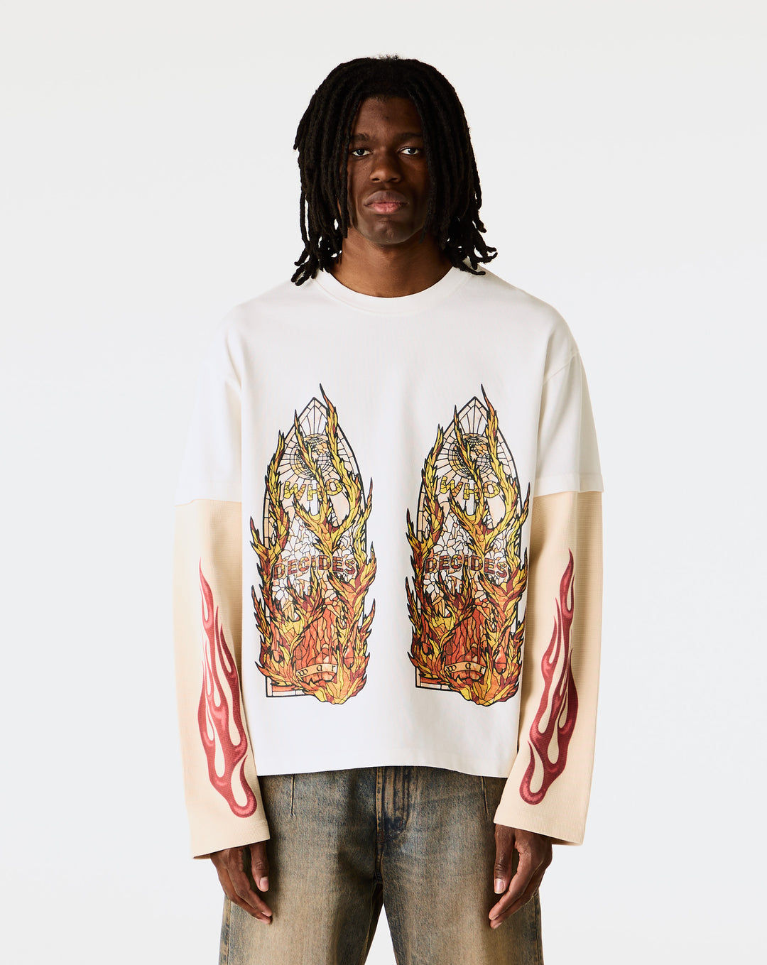 Who Decides War Flame Glass Double T-Shirt - XHIBITION