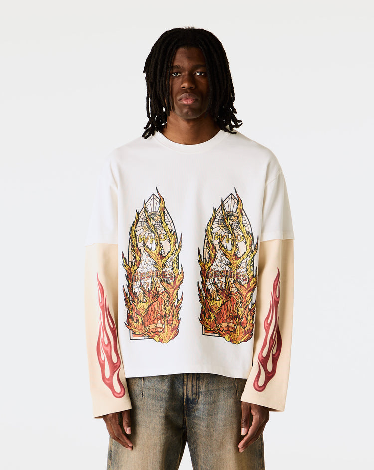 Who Decides War Flame Glass Double T-Shirt - XHIBITION