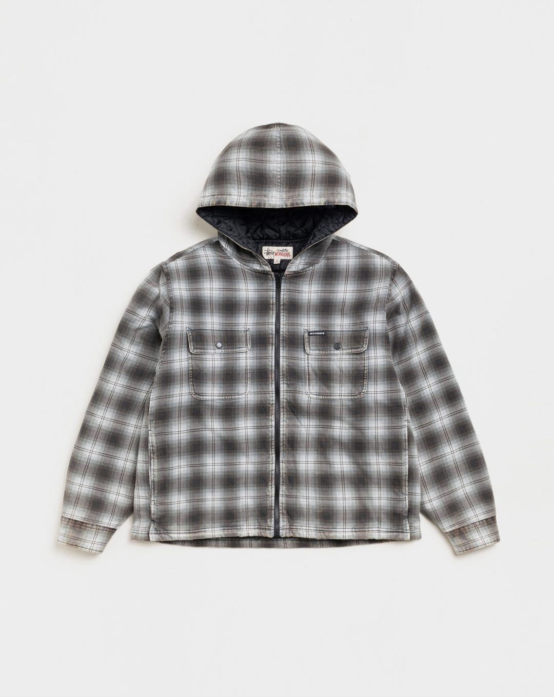 Stüssy Zip Hooded Plaid Shirt Jacket - XHIBITION