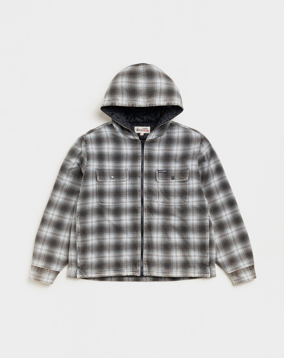 Stüssy Zip Hooded Plaid Shirt Jacket - XHIBITION