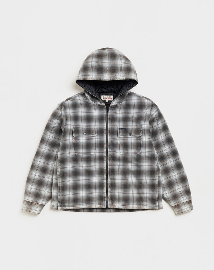 Stüssy Zip Hooded Plaid Shirt Jacket - XHIBITION