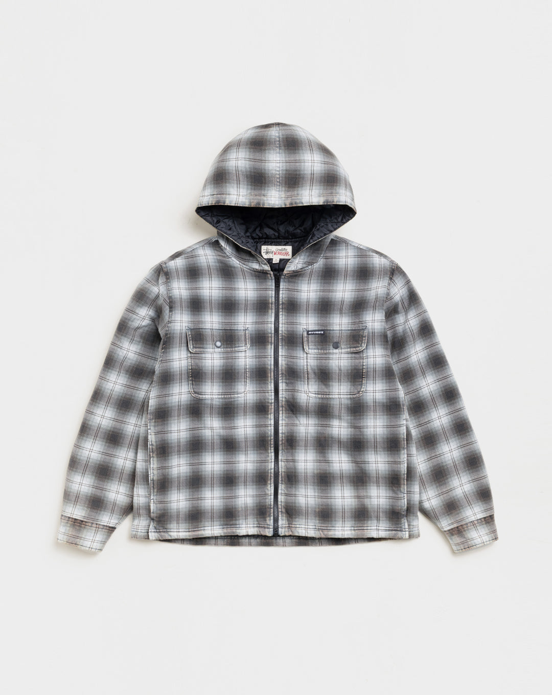 Stüssy Zip Hooded Plaid Shirt Jacket - XHIBITION