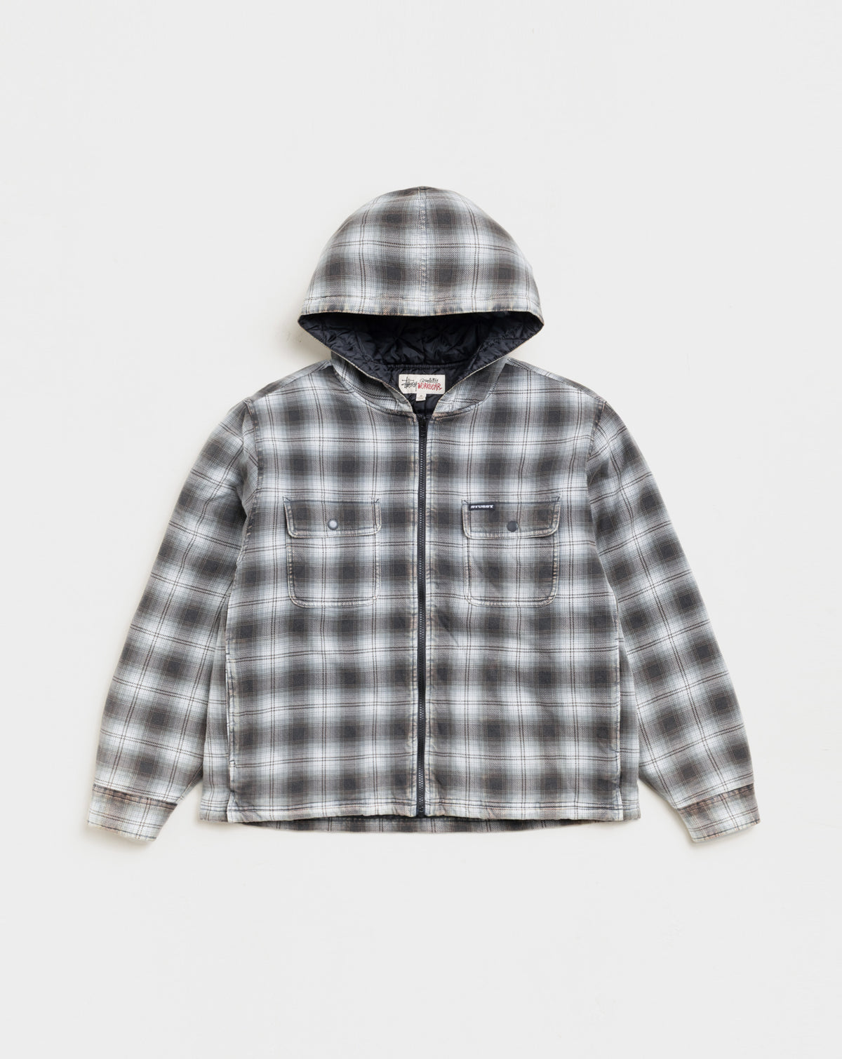 Stüssy Zip Hooded Plaid Shirt Jacket - XHIBITION