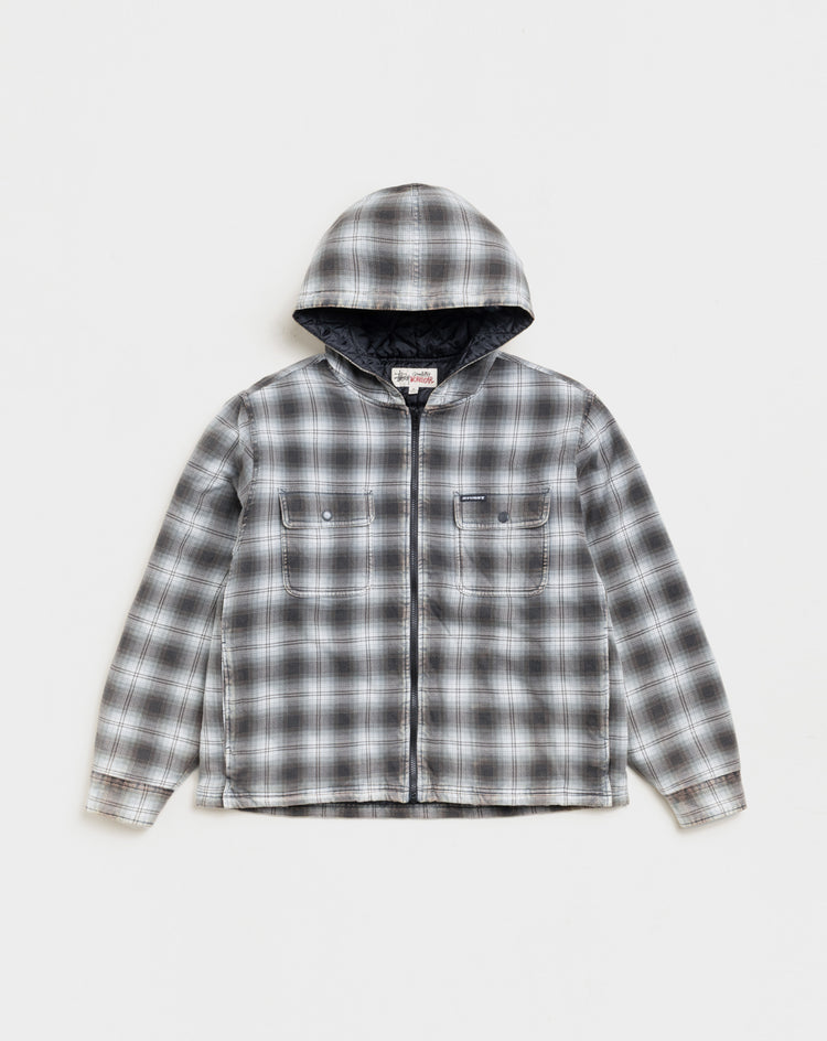 Stüssy Zip Hooded Plaid Shirt Jacket - XHIBITION