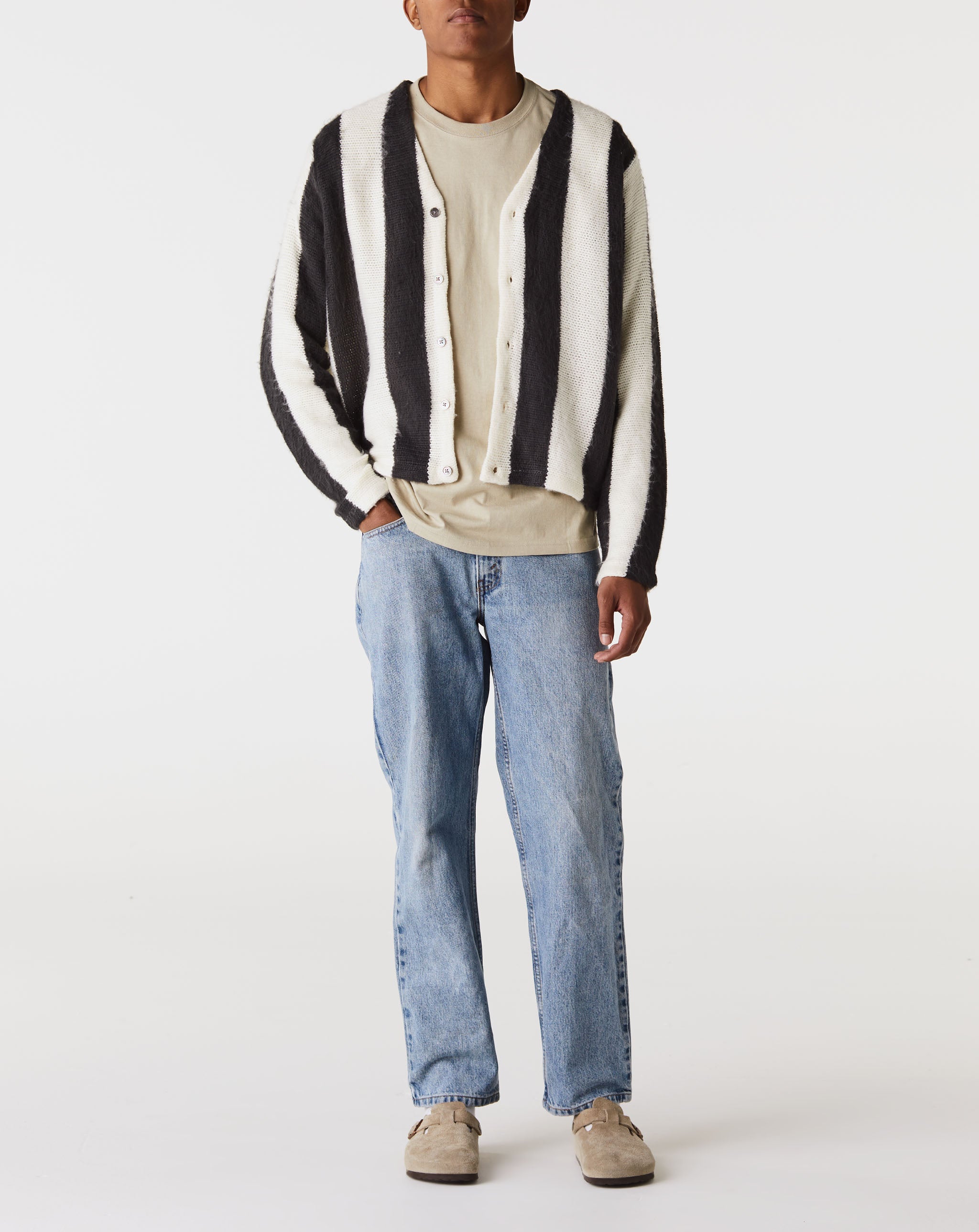 トップス stussy STRIPE BRUSHED CARDIGAN XL Stussy Stripe Brushed Cardigan - Natural – Goodhood