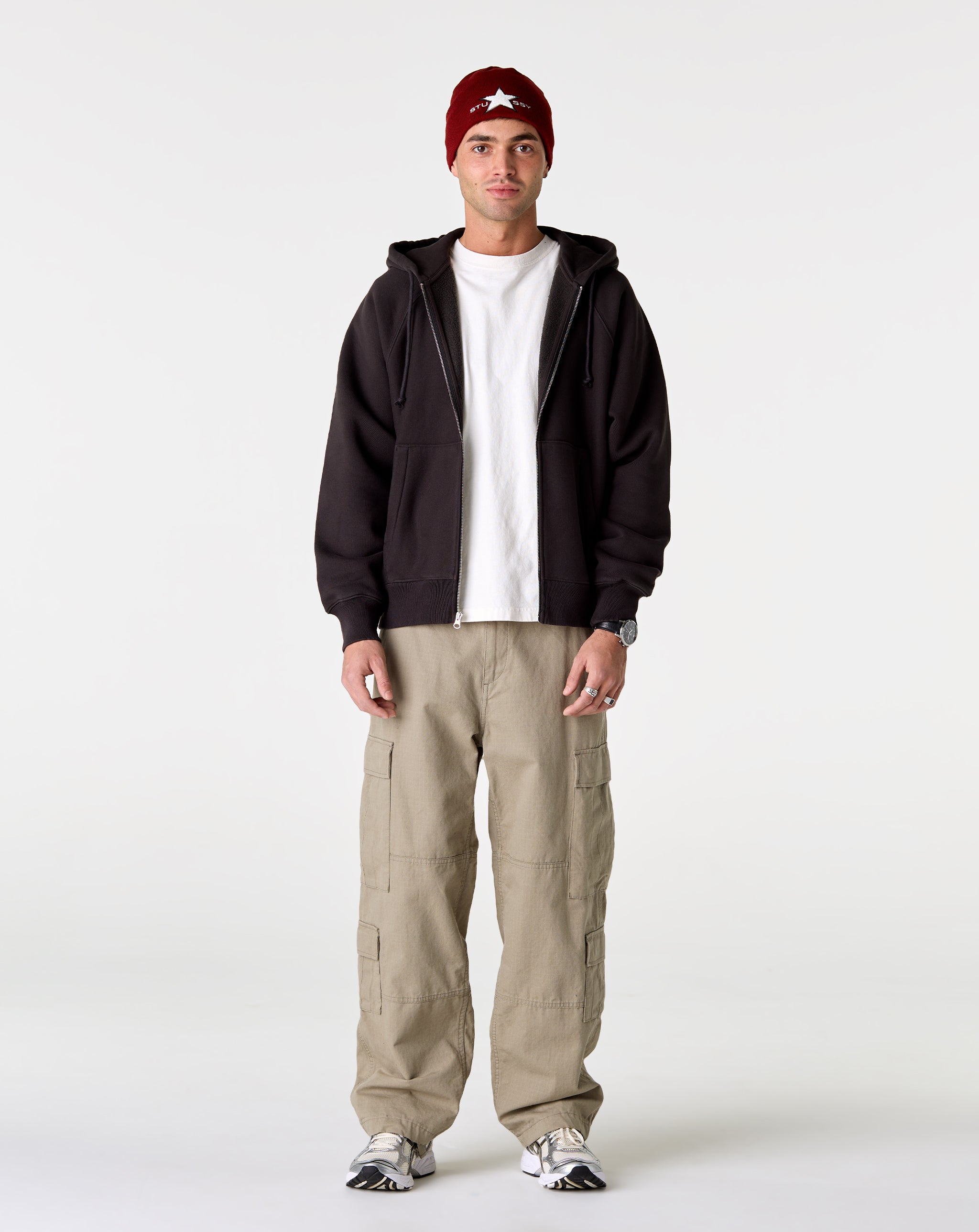 Stüssy Raglan Zip Hoodie - Washed Black – Xhibition
