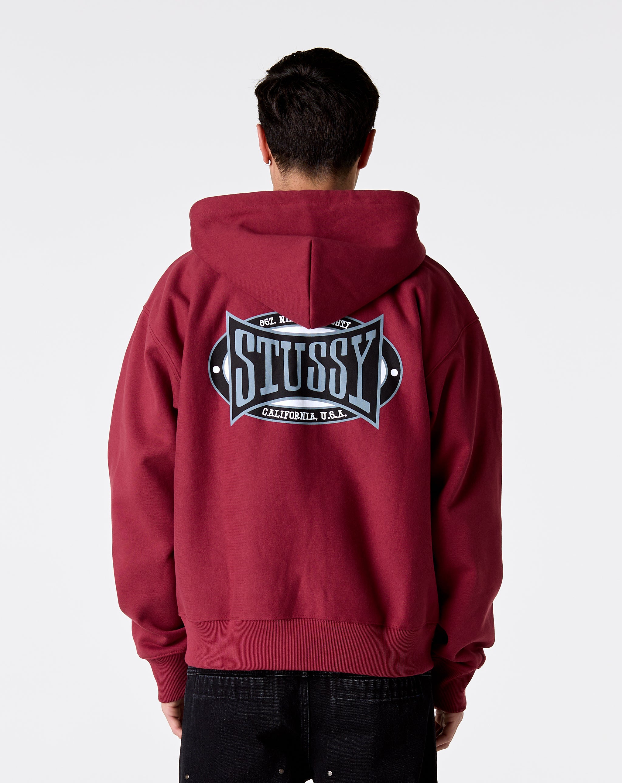 Stüssy Champion Oval Zip-Up Hoodie - Wine – Xhibition