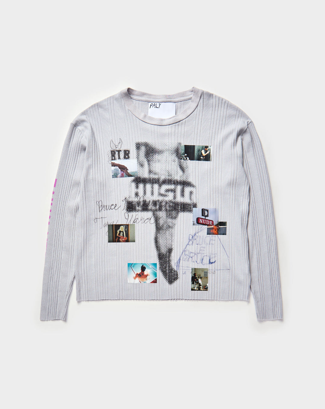 Paly Hollywood Hustlr White Rib Long Sleeve T-Shirt - XHIBITION