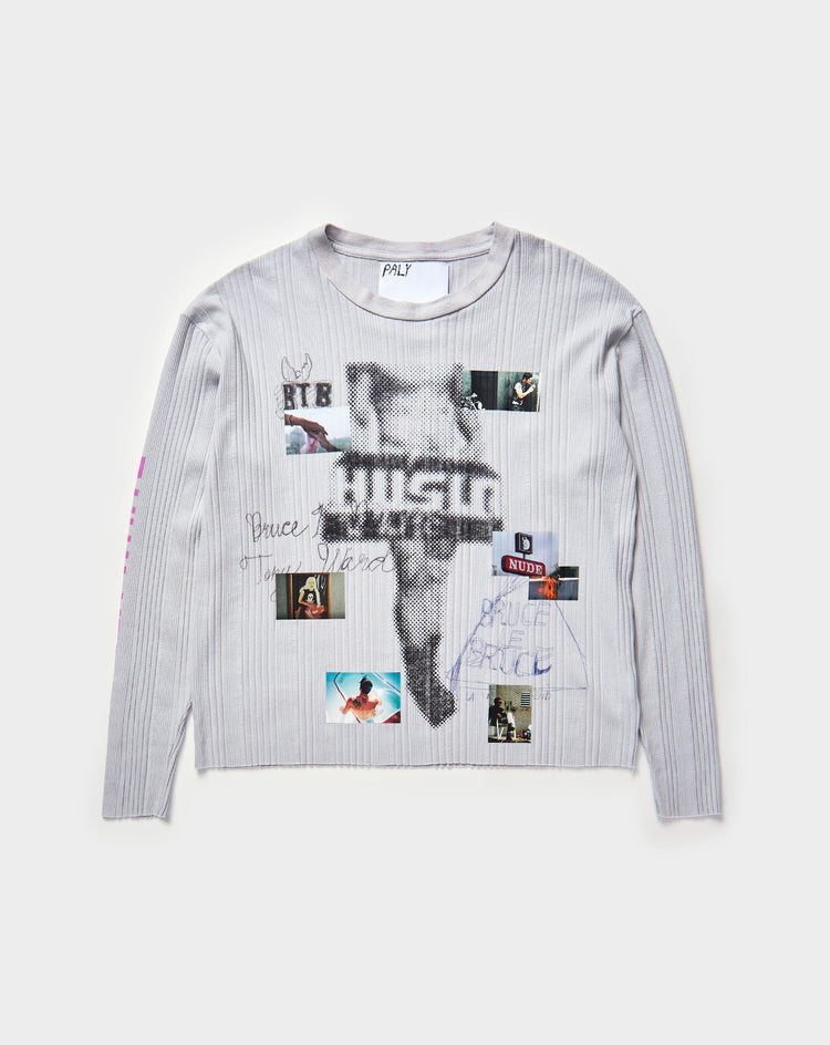 Paly Hollywood Hustlr White Rib Long Sleeve T-Shirt - XHIBITION
