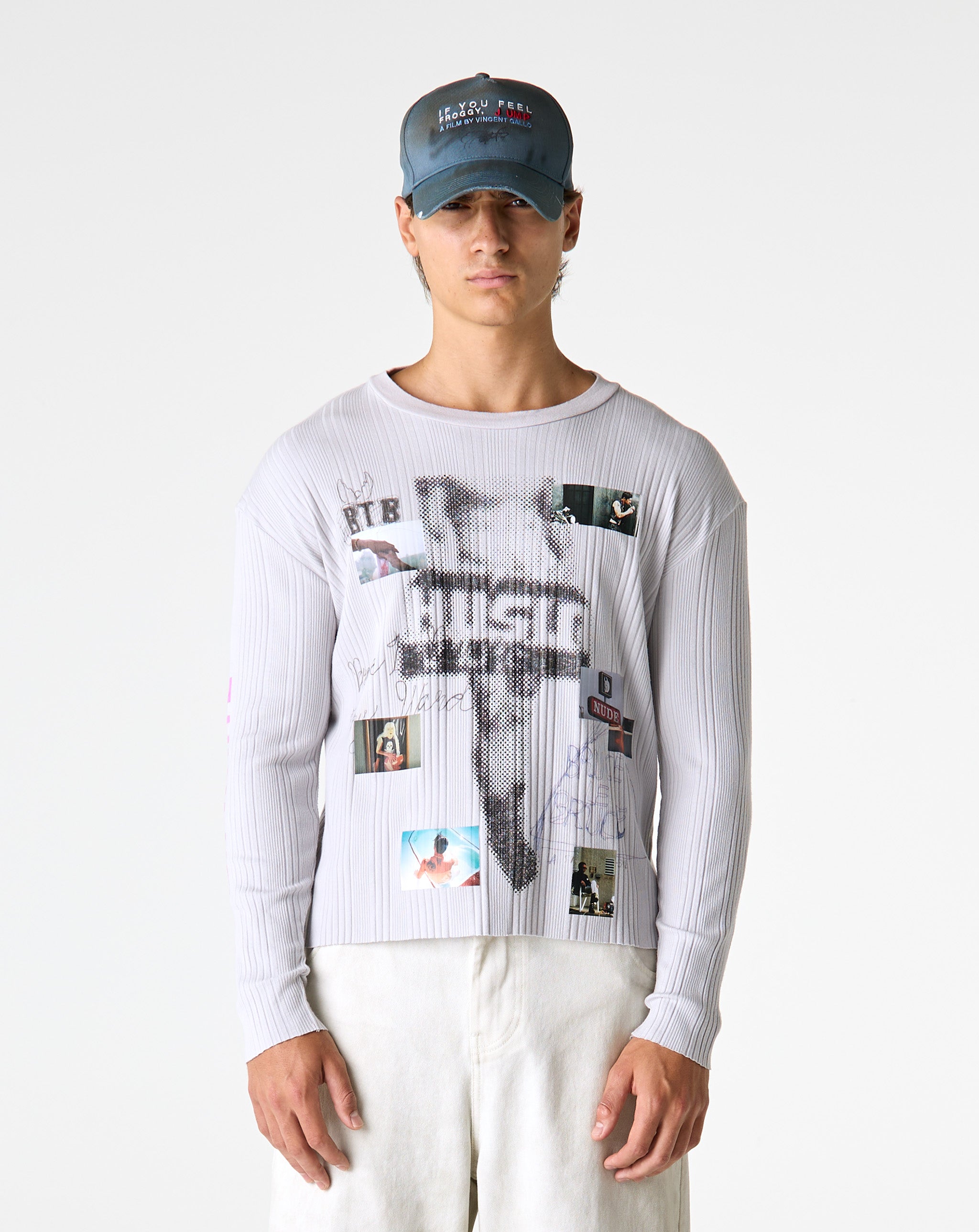 Paly Hollywood Hustlr White Rib Long Sleeve T-Shirt - XHIBITION