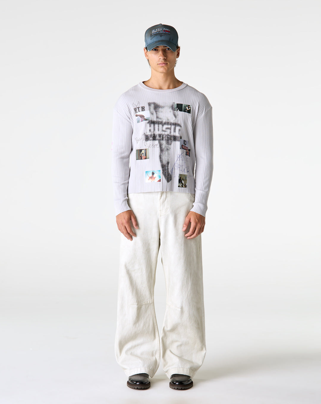 Paly Hollywood Hustlr White Rib Long Sleeve T-Shirt - XHIBITION