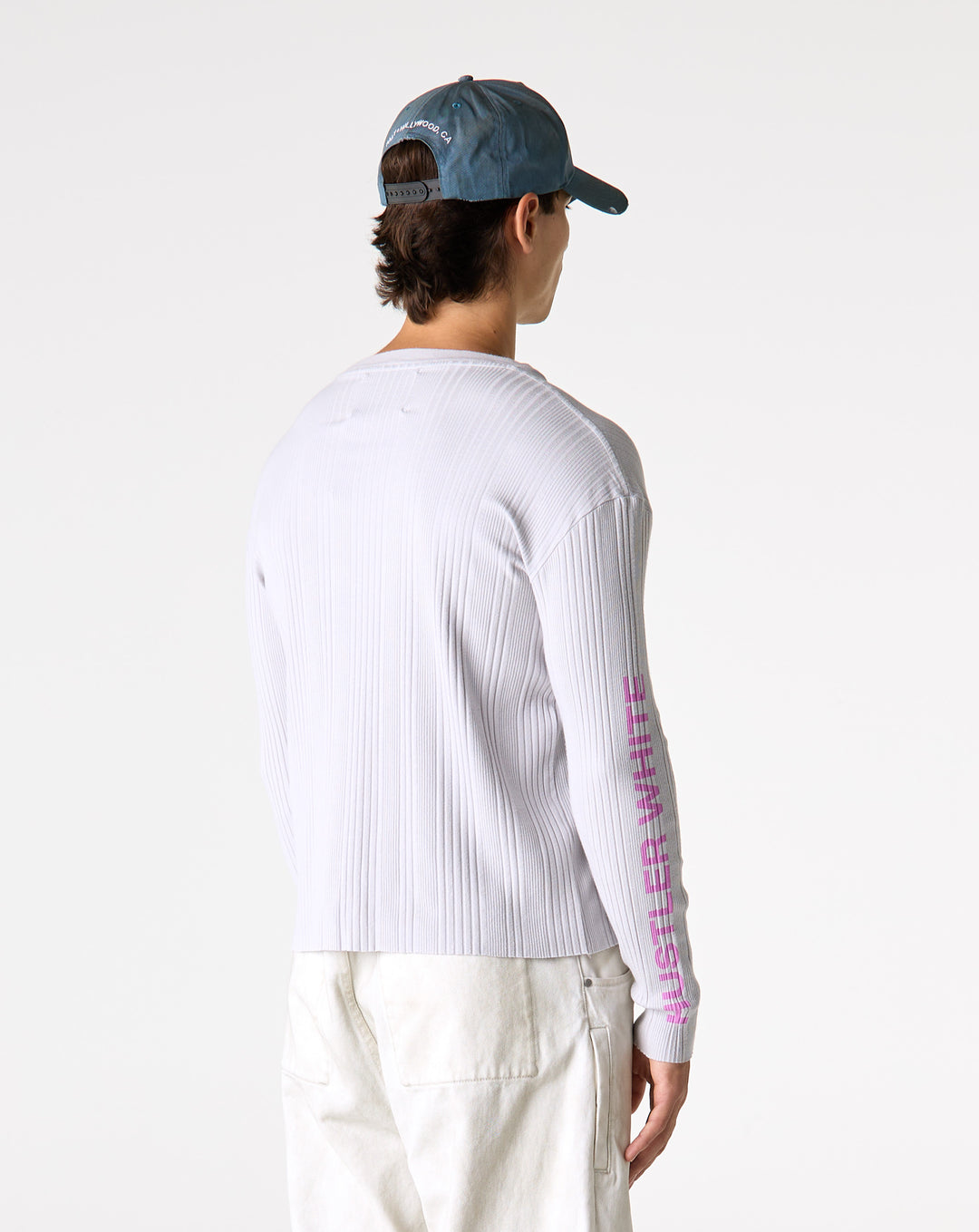 Paly Hollywood Hustlr White Rib Long Sleeve T-Shirt - XHIBITION
