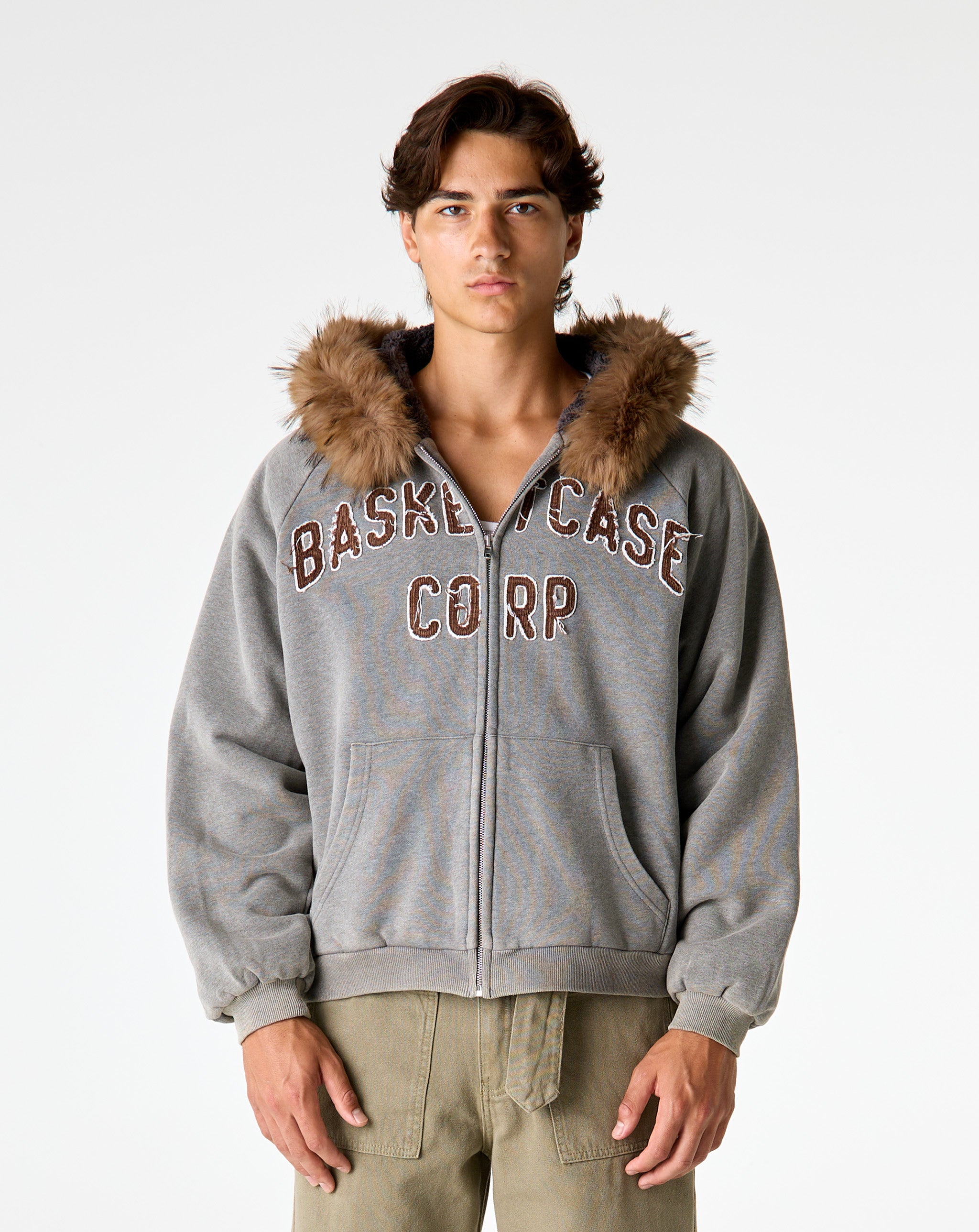Basketcase Gallery Bc Corp Lined Zip Up Hoodie - XHIBITION