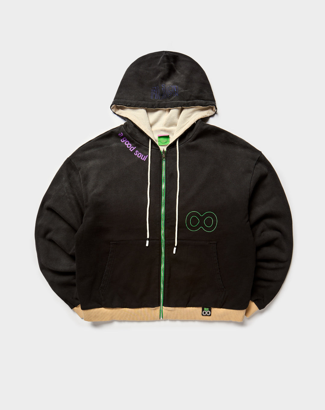 A Good Soul Contrast Reversible Zip-Up Hoodie - XHIBITION