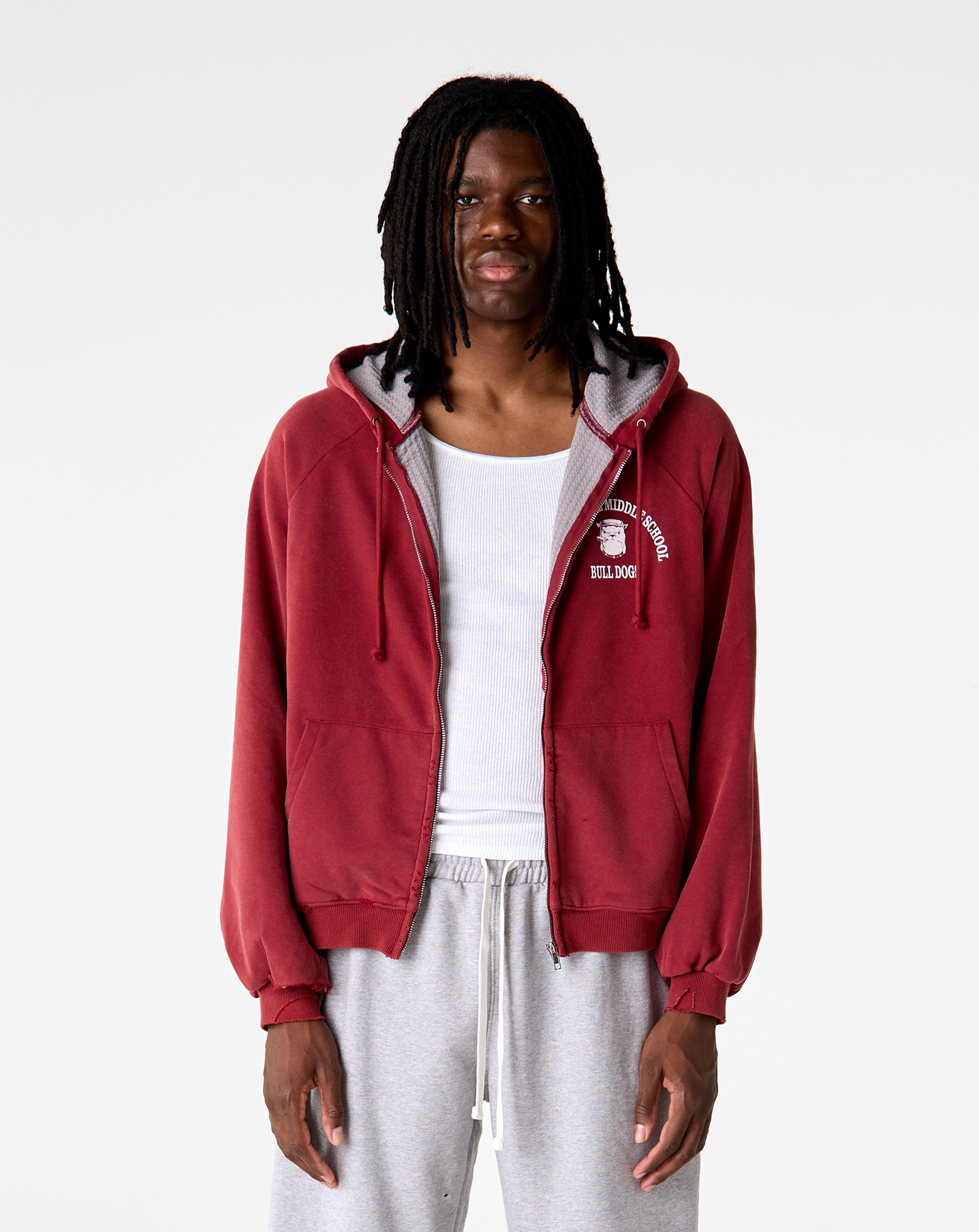 Basketcase Gallery Bulldog Thermal Zip Hoodie - XHIBITION