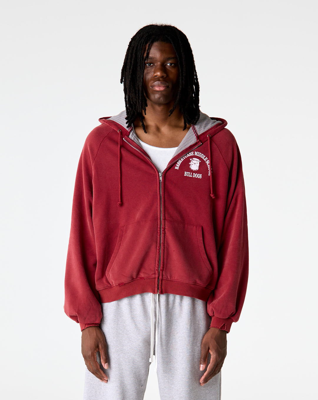 Basketcase Gallery Bulldog Thermal Zip Hoodie - XHIBITION