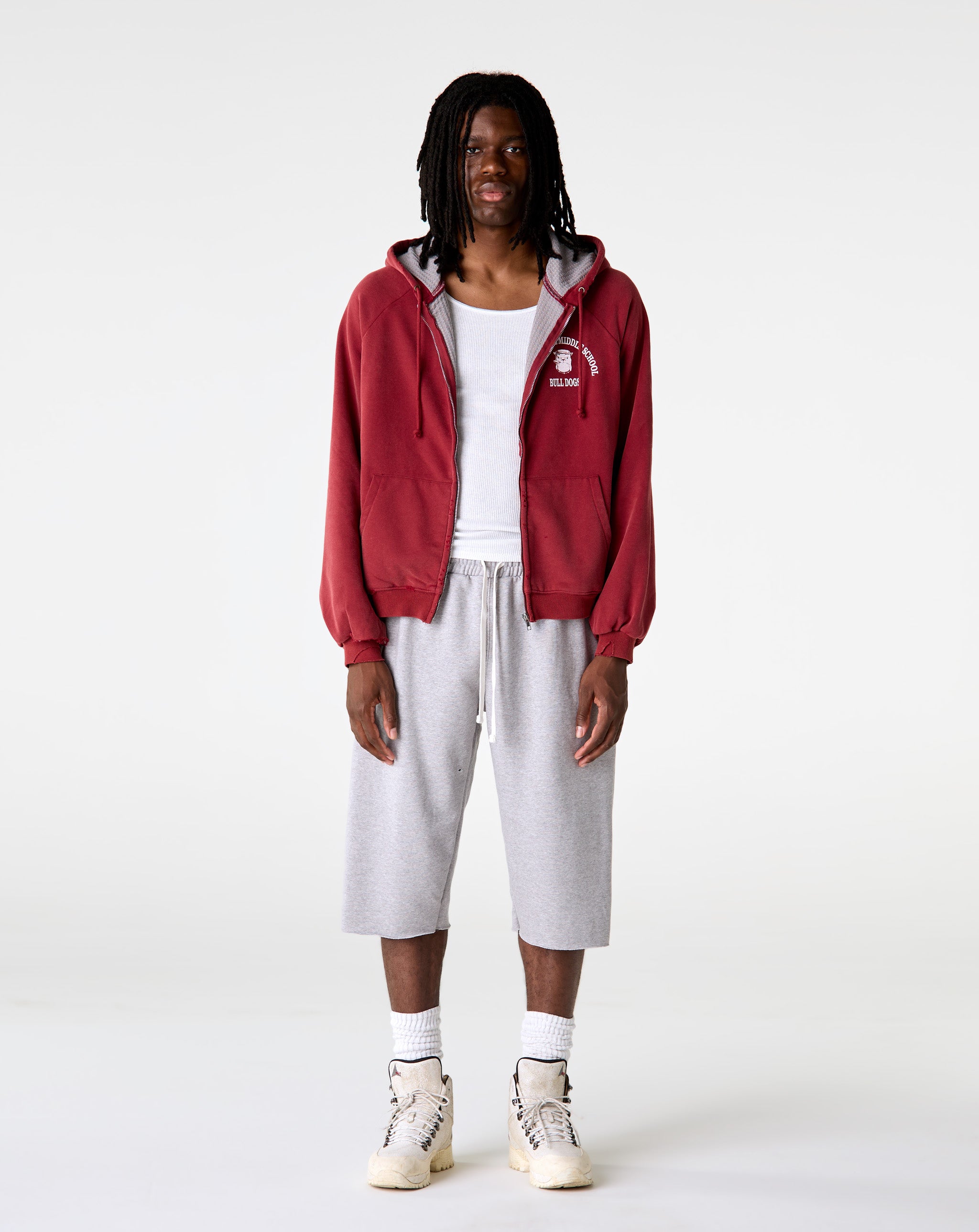 Basketcase Gallery Bulldog Thermal Zip Hoodie - XHIBITION