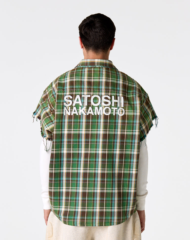 Satoshi Nakamoto Bender Cut Off Flannel - XHIBITION