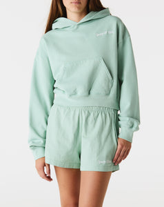 Sporty & Rich Women's Italic Logo Embroidered Cropped Hoodie  - XHIBITION