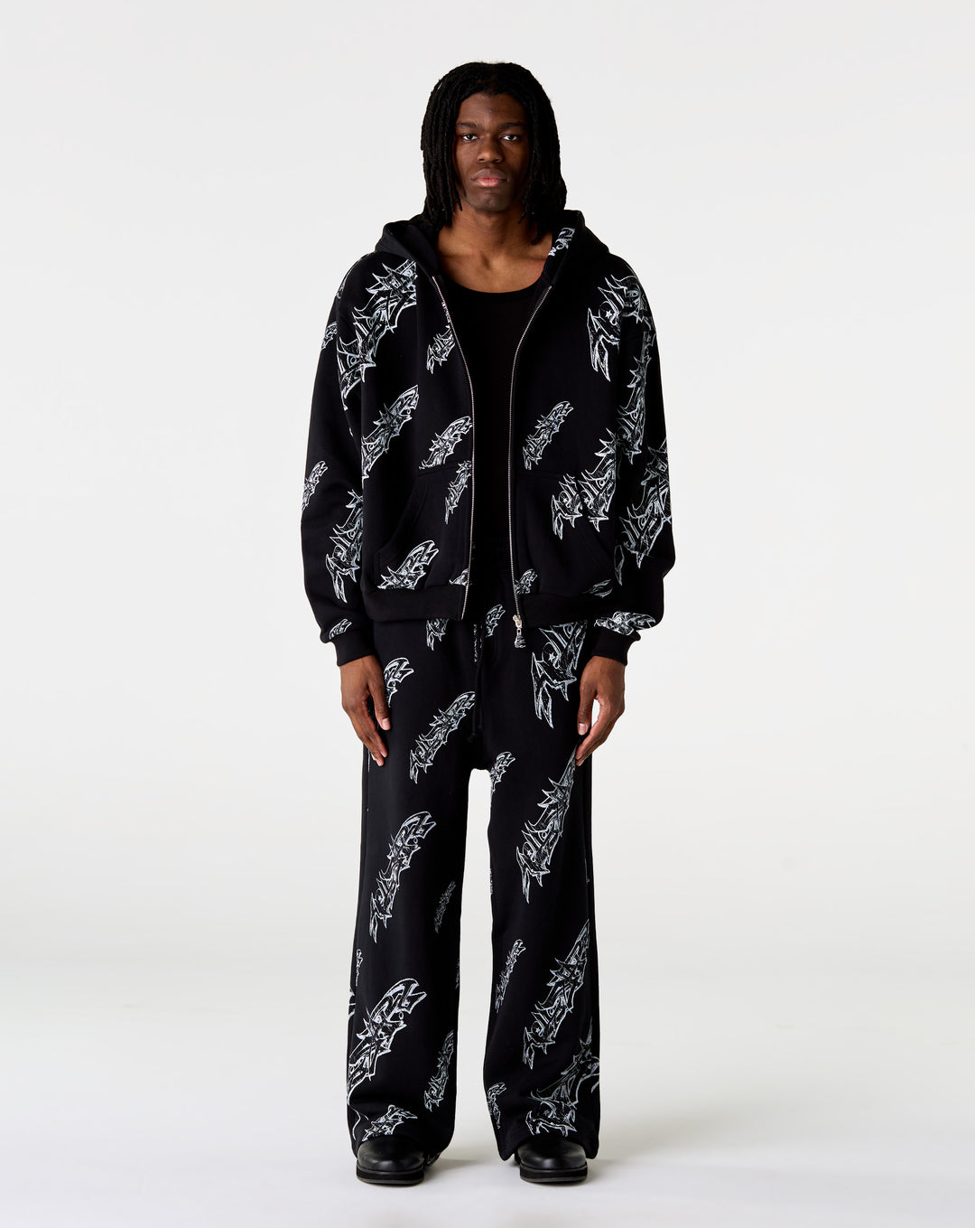 Hellstar Roll Print Graffiti Zip Up Hoodie - XHIBITION