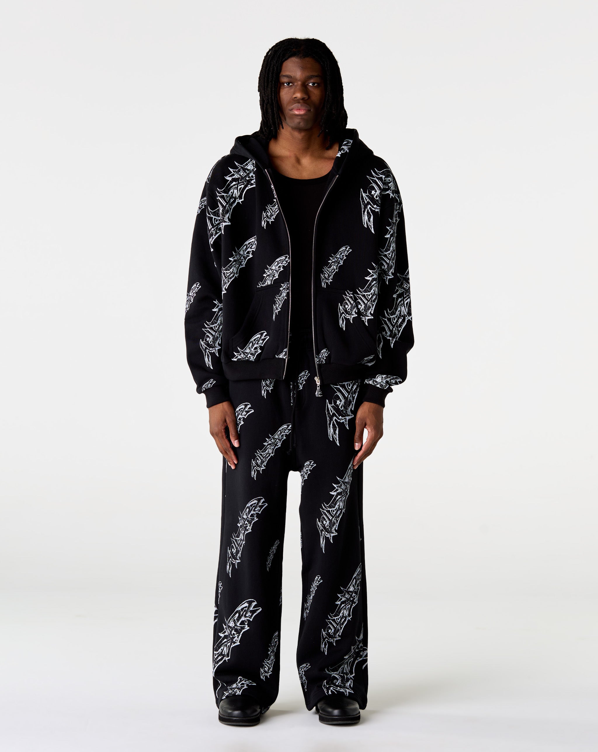 Hellstar Roll Print Graffiti Zip Up Hoodie - XHIBITION