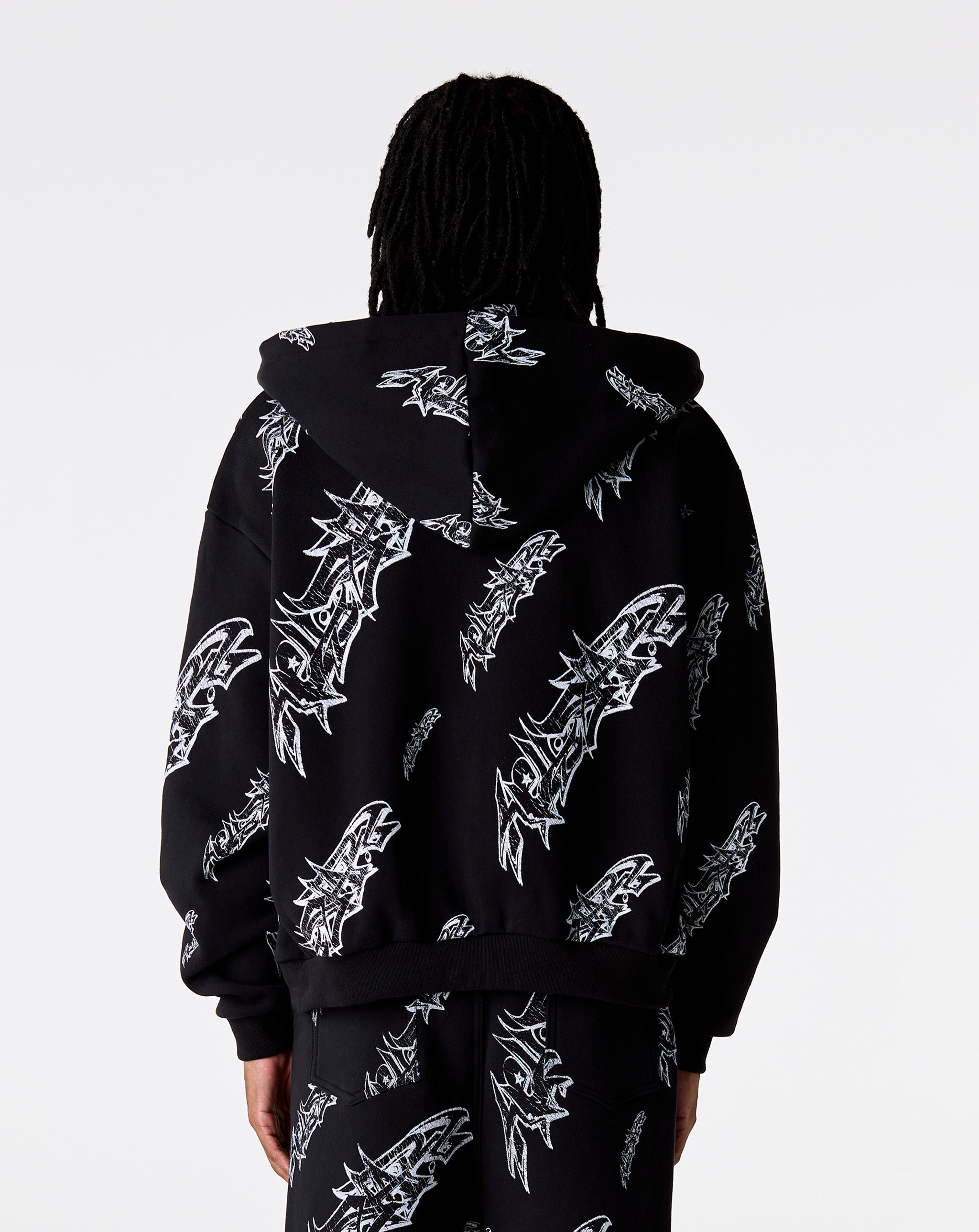 Hellstar Roll Print Graffiti Zip Up Hoodie - XHIBITION