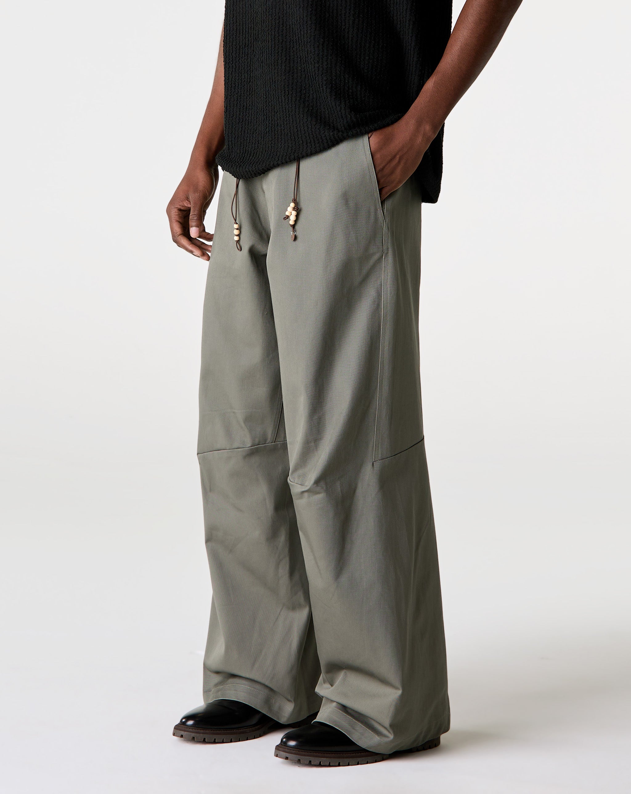 Simple Project Cotton Split Wide-Leg Trousers - XHIBITION