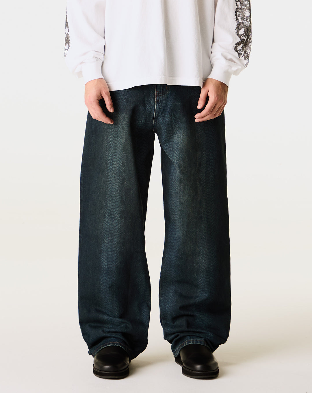 Basketcase Gallery Lax Baggy Denim Snakeskin - XHIBITION