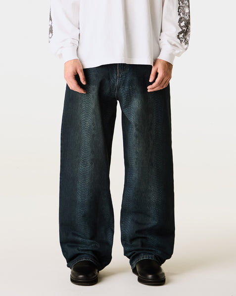 Basketcase Gallery - Lax Baggy Denim Snakeskin - Dark Blue – Xhibition