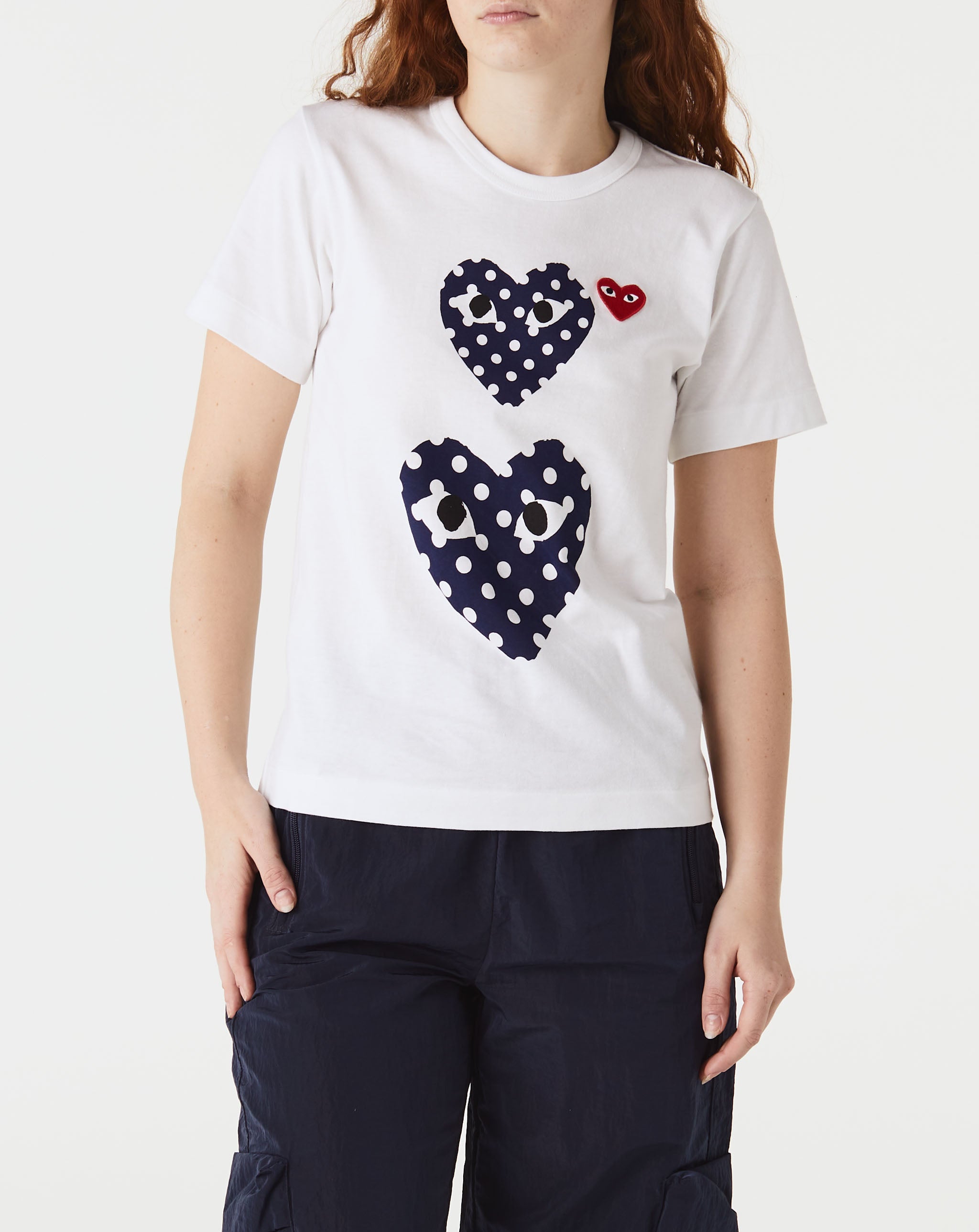 Womens Play Logo T-Shirt Women's Double Polka Dot Heart T-Shirt  - Cheap Urlfreeze Jordan outlet