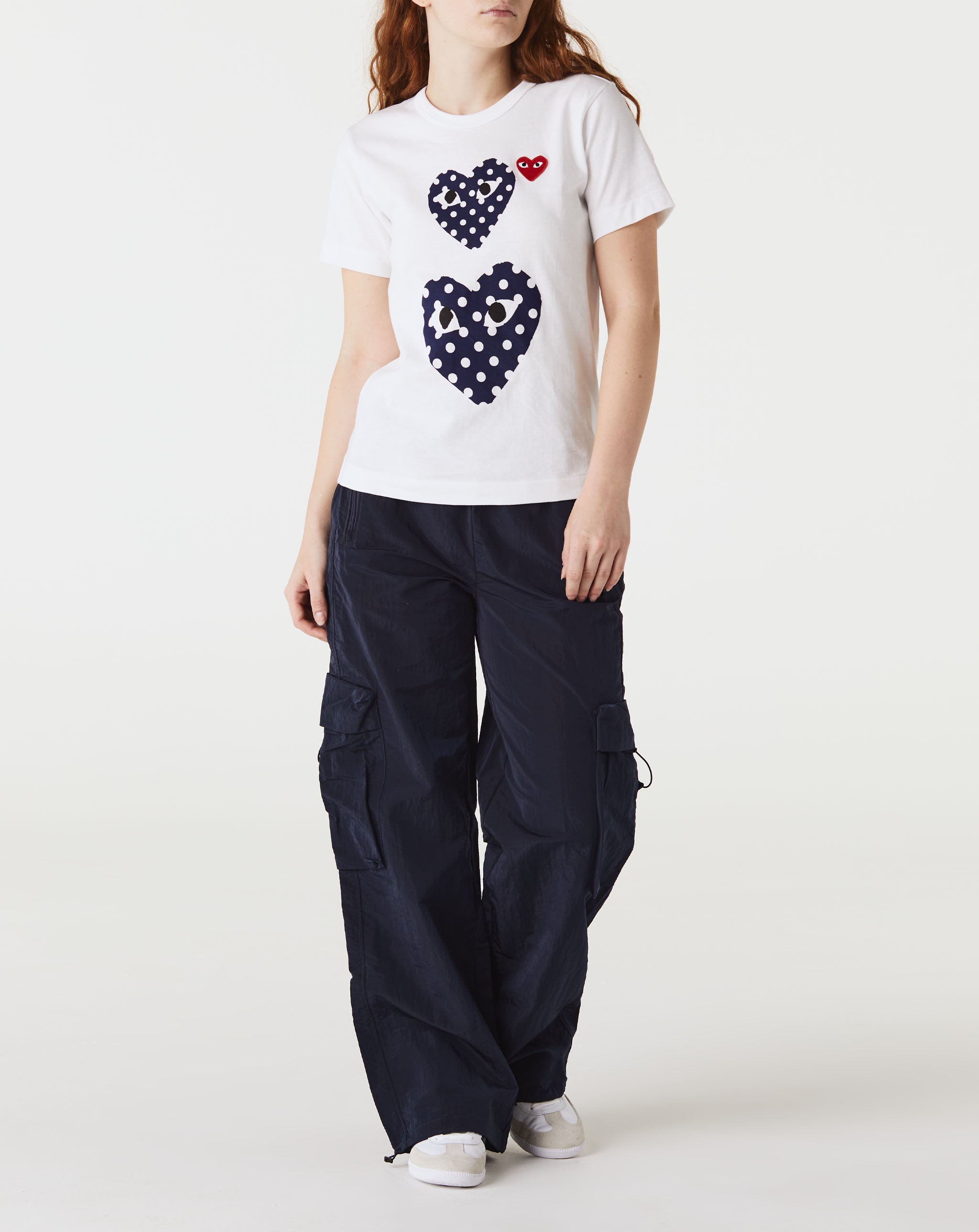 Womens Play Logo T-Shirt Women's Double Polka Dot Heart T-Shirt  - Cheap Urlfreeze Jordan outlet