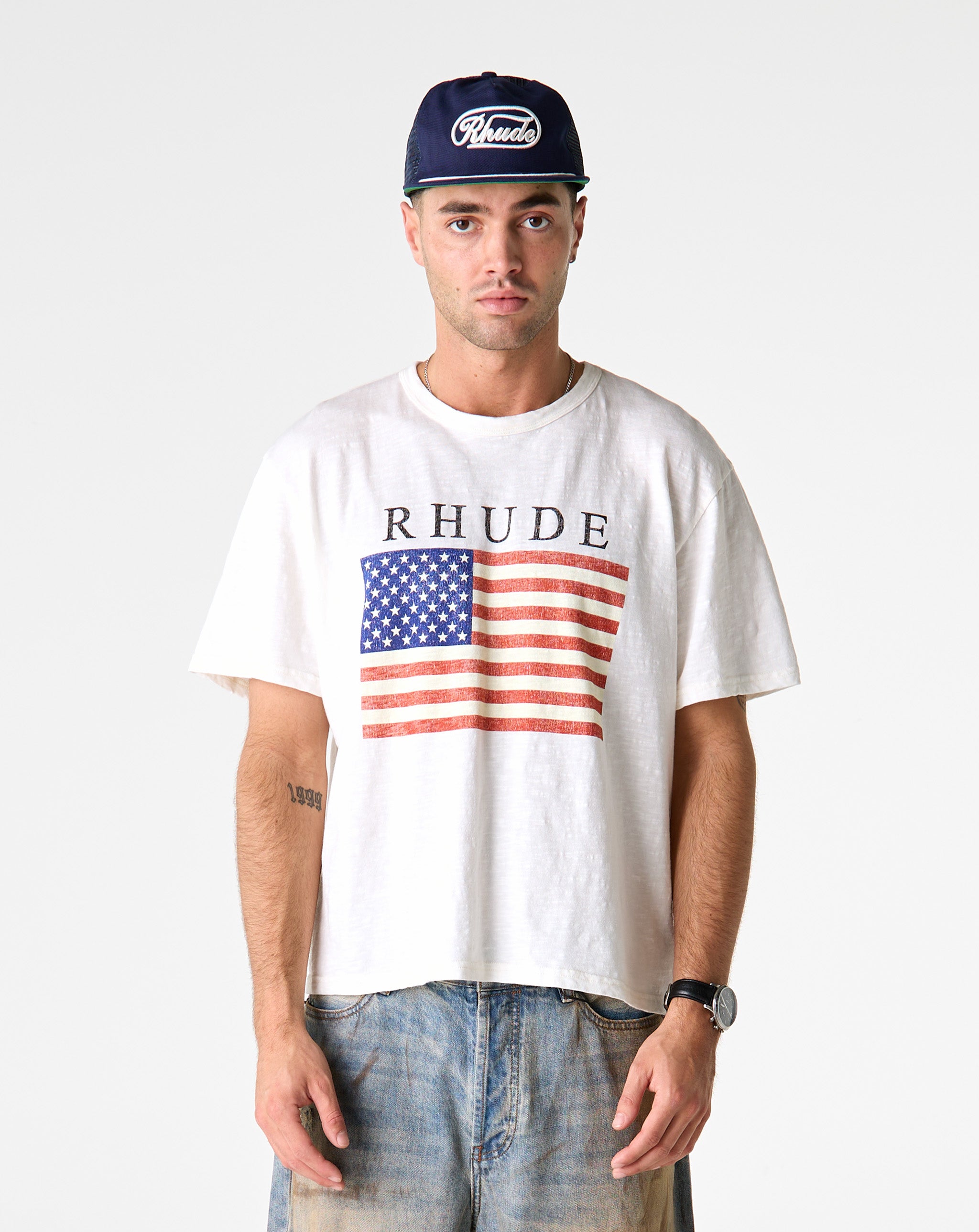 Rhude USA Flag Slub T-Shirt - XHIBITION