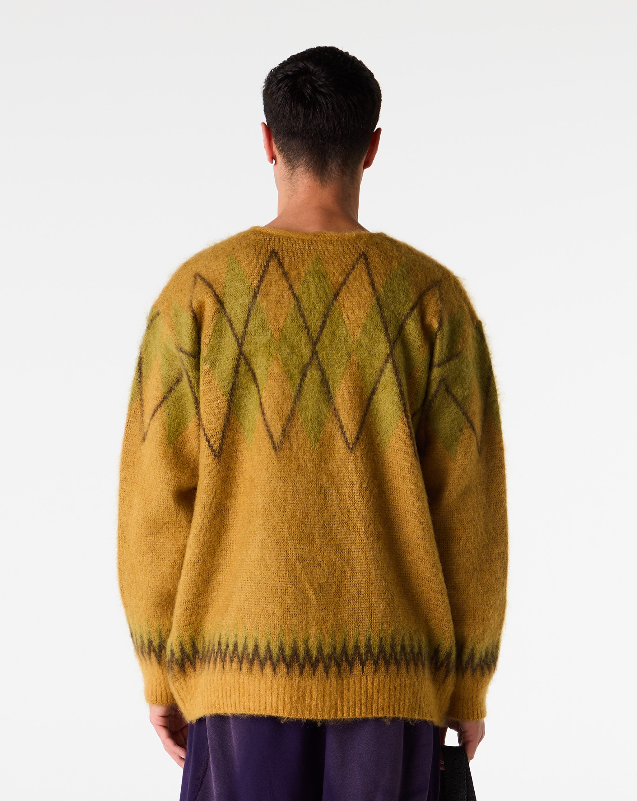 Needles - Argyle Mohair Cardigan - Mustard – Xhibition