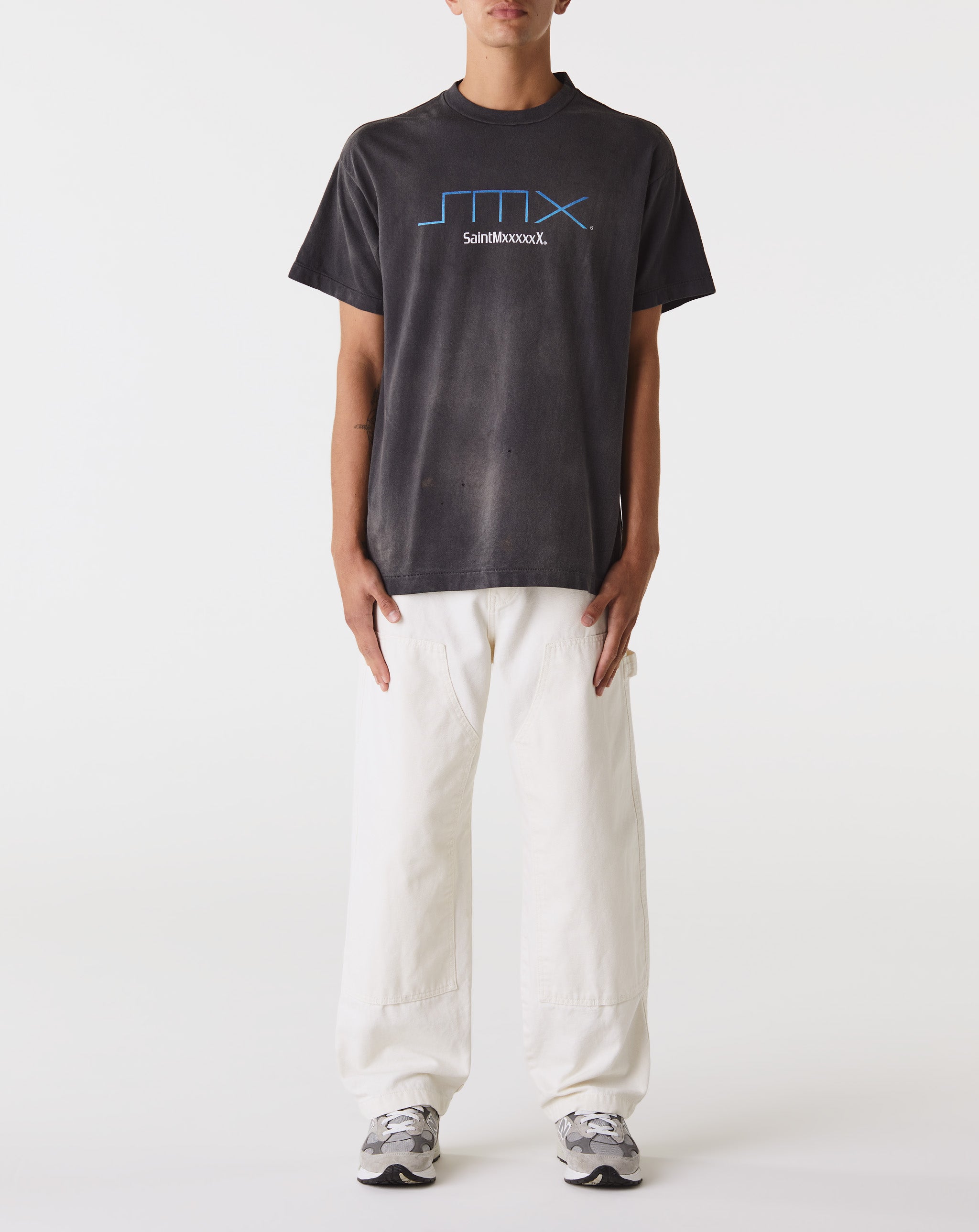 Calvin Klein Jeans Big & Tall Grå t-shirt med smal passform och monogram-logga