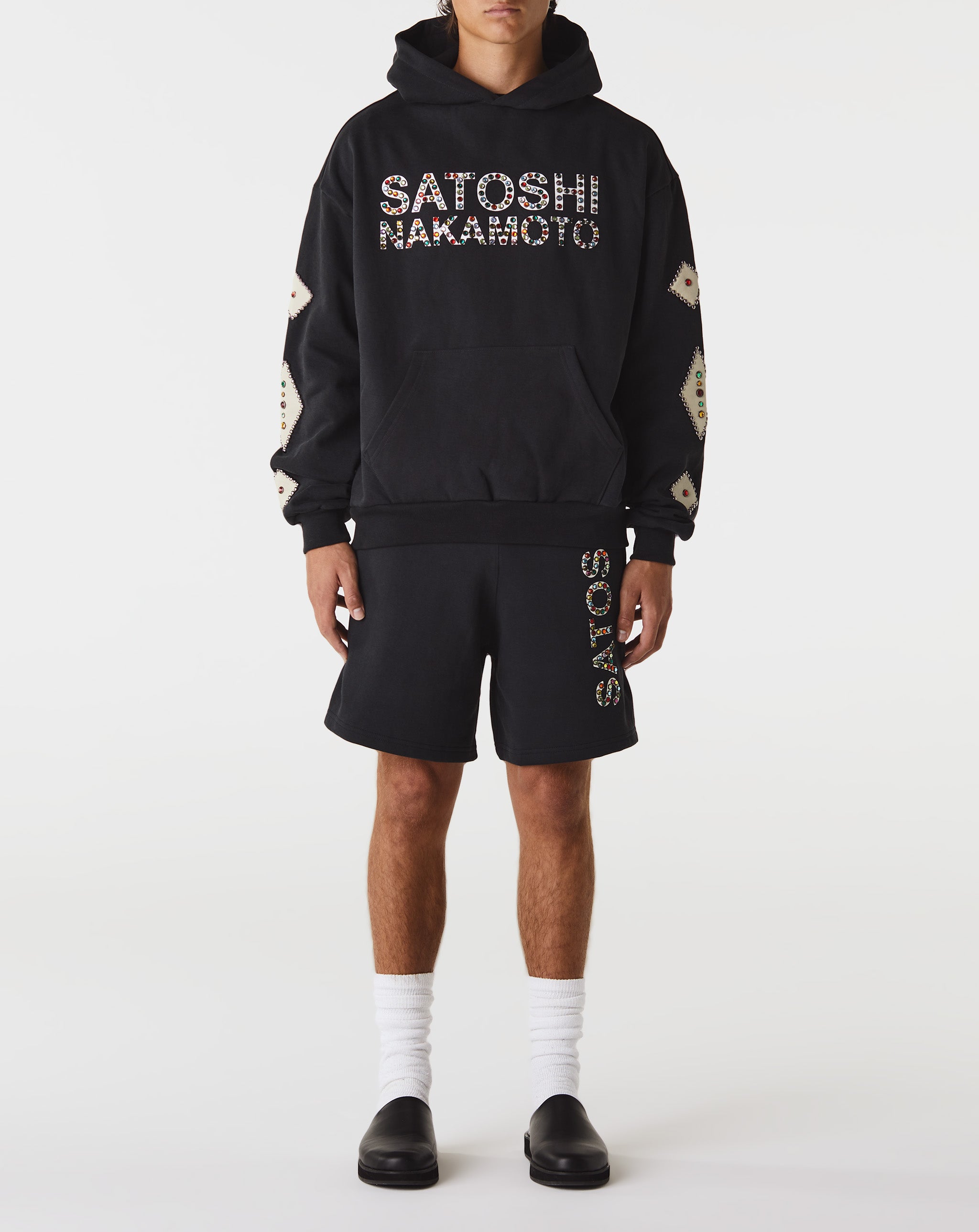 Satoshi Nakamoto Leather Studded Logo Hoodie  - Cheap Urlfreeze Jordan outlet
