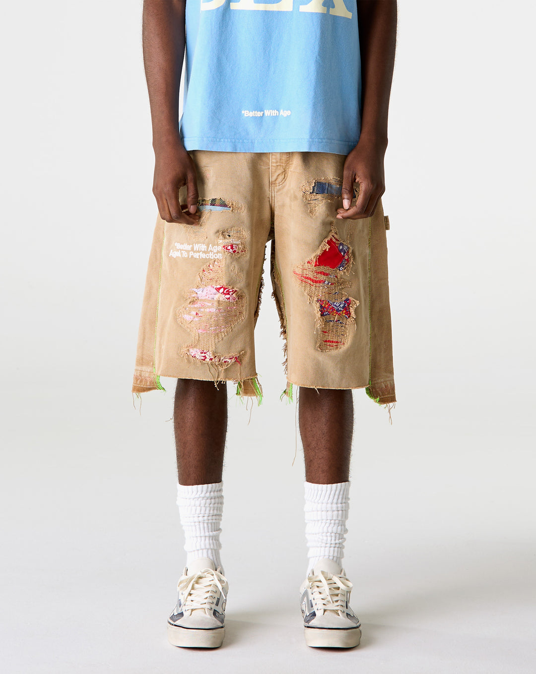 *Better With Age Repair Double-Wide Carpenter Shorts - XHIBITION