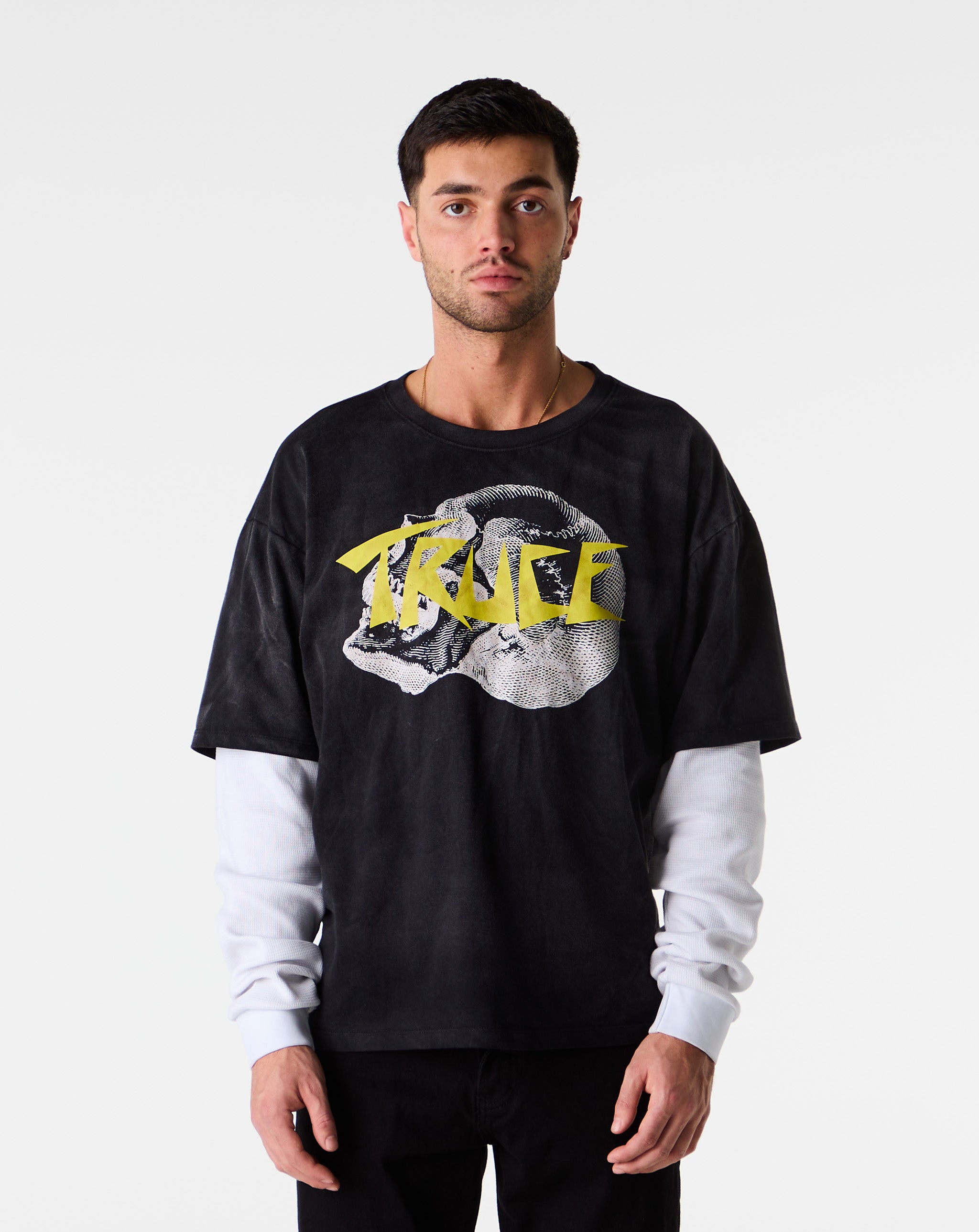 Truce - Skull Double Layer Long Sleeve Thermal - Black | White Truce - Skull Double Layer Long Sleeve Thermal - Black | White