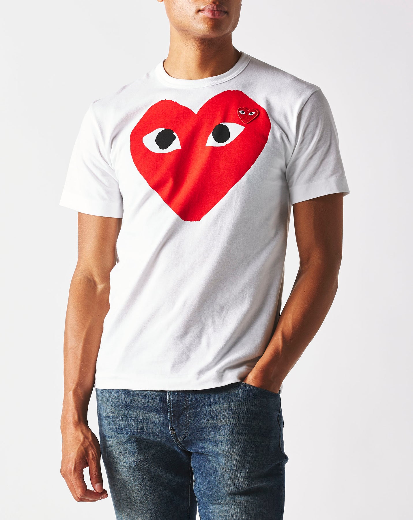 Comme Des Garcons PLAY - Red Hearts T-Shirt - White | Red - P1T026 ...