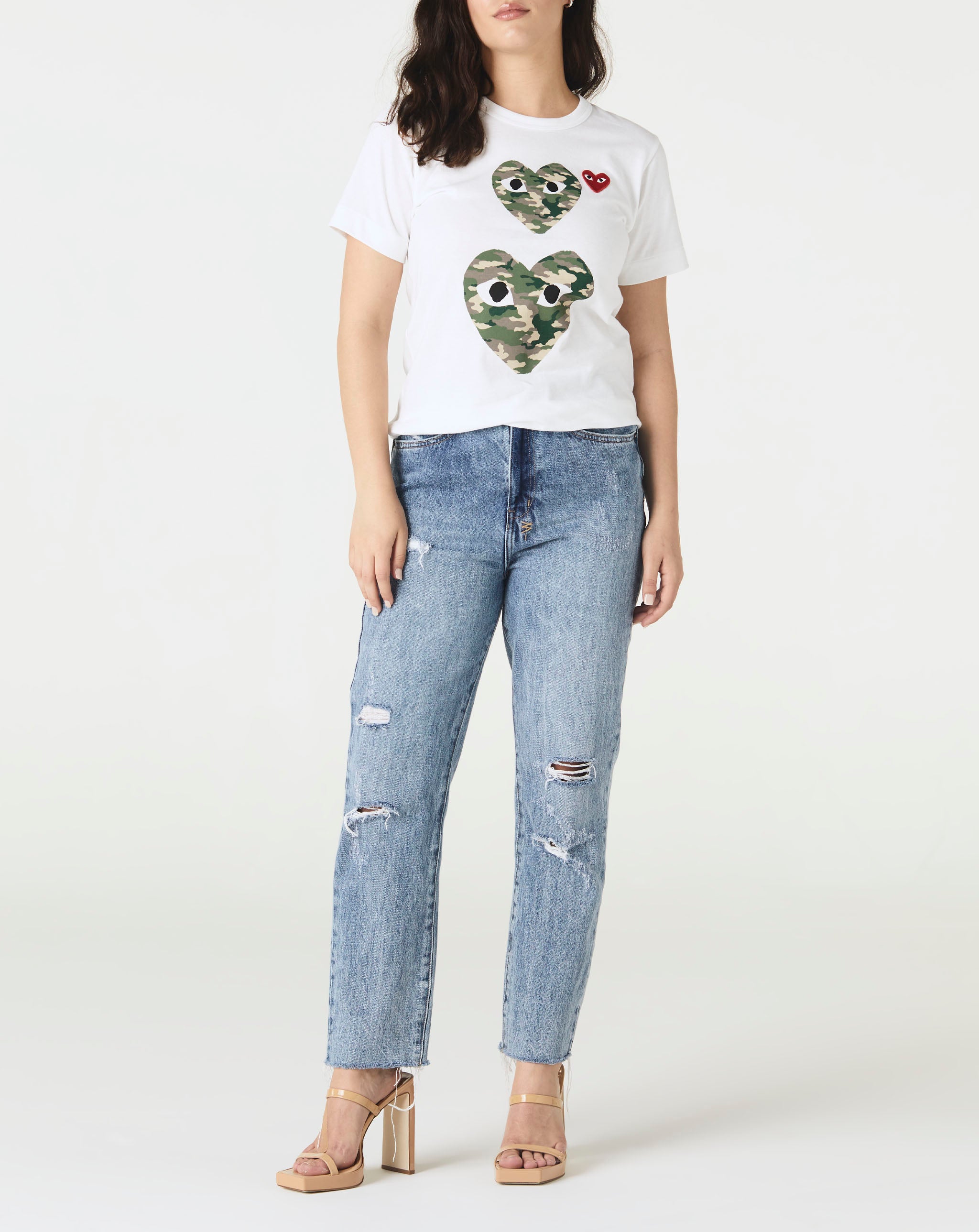 Comme des Garcons PLAY Women's Double Camo Heart T-Shirt  - Cheap Atelier-lumieres Jordan outlet
