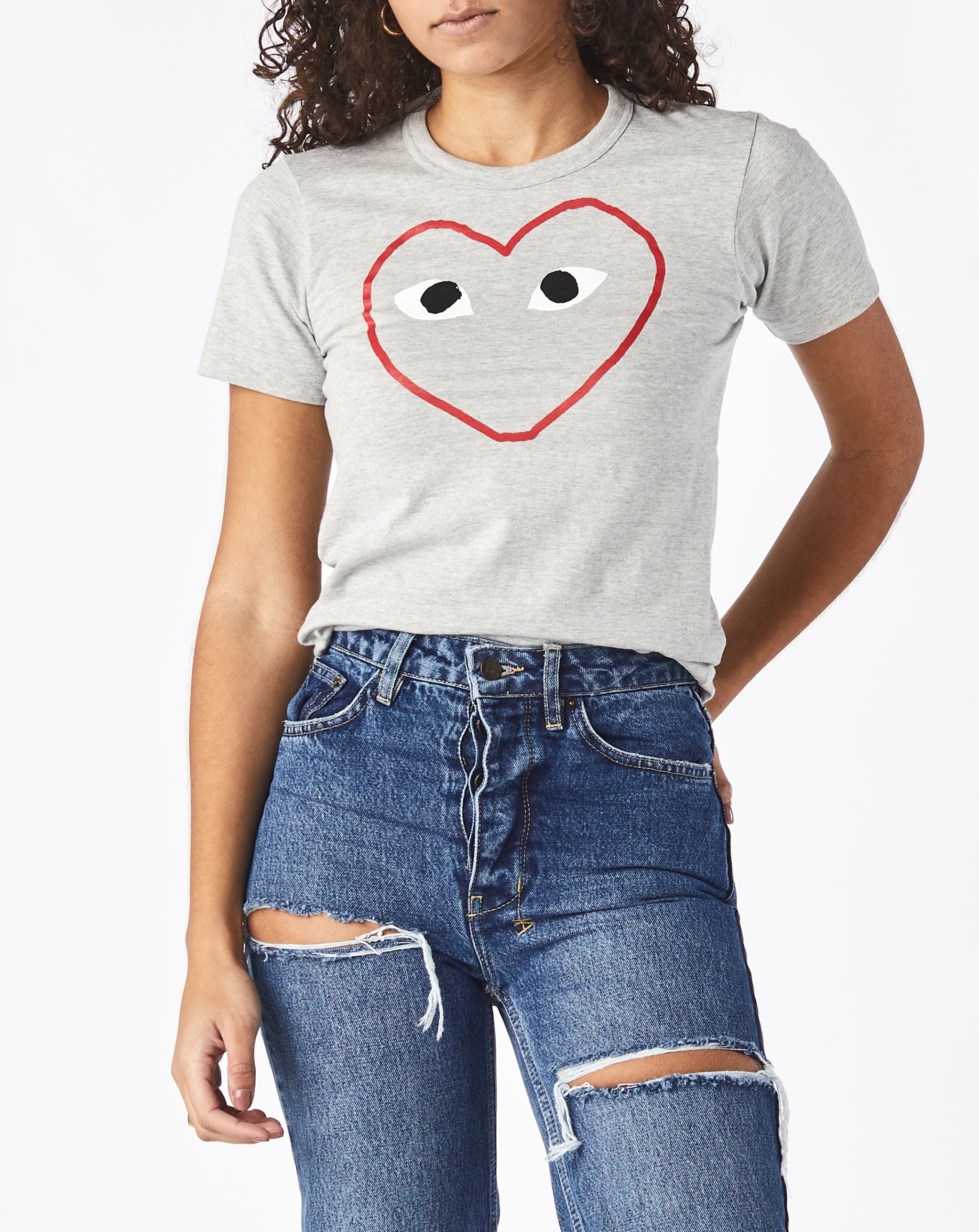 Comme des Garcons PLAY - Women's Logo Print T-Shirt - Grey